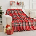 thumbnail image 1 of Cozy Christmas Blanket 0 GSM Flannel Queen Size for Home Decoration Ultra Soft Red Gingham Queen 50"x60", 1 of 8