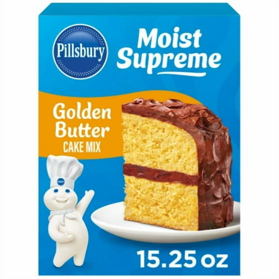 2X - Pillsbury Moist Supreme Golden Butter Cake Mix, 15.25 oz Box