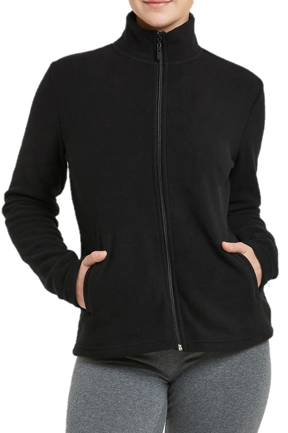 COUVER Women's Full-Zip Polar Fleece Jacket, Black photo 6