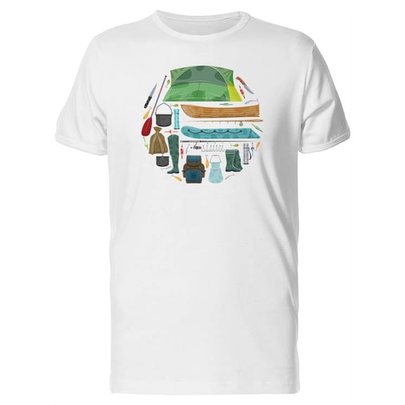 Fishing Equipment Doodles Tee Men's -Image by Shutterstock