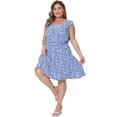 thumbnail image 3 of DARING DIVA Women's Plus Size Square Neck Ruffle Short Sleeve Midi Dress 2X Blue, 3 of 6