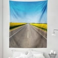 thumbnail image 1 of Yellow and Blue Tapestry, Roadme Highway with Sunflower Field Backdrop Nature Panorama, Fabric Wall Hanging Decor for Bedroom Living Room Dorm, 5 Sizes, Grey Sky Blue, by Ambesonne, 1 of 1