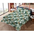 thumbnail image 4 of Ambesonne Tropical Fitted & Flat Sheet with Shams 4 Pcs Set, Exotic Leaves with Jaguars, King, Dark Green and Pale Coffee, 4 of 5