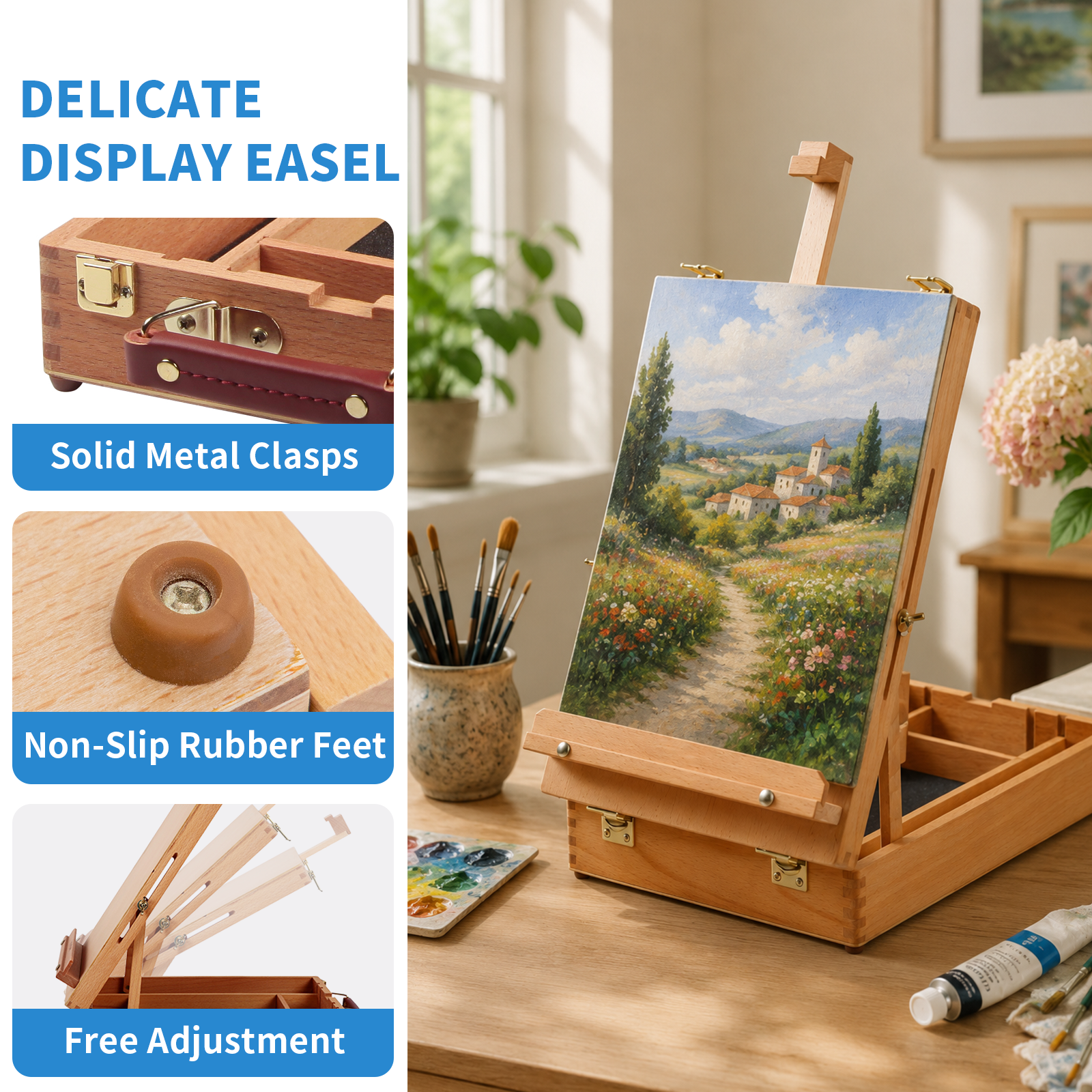 LAVFOX Wooden Tabletop Easel with Storage Drawer photo 4