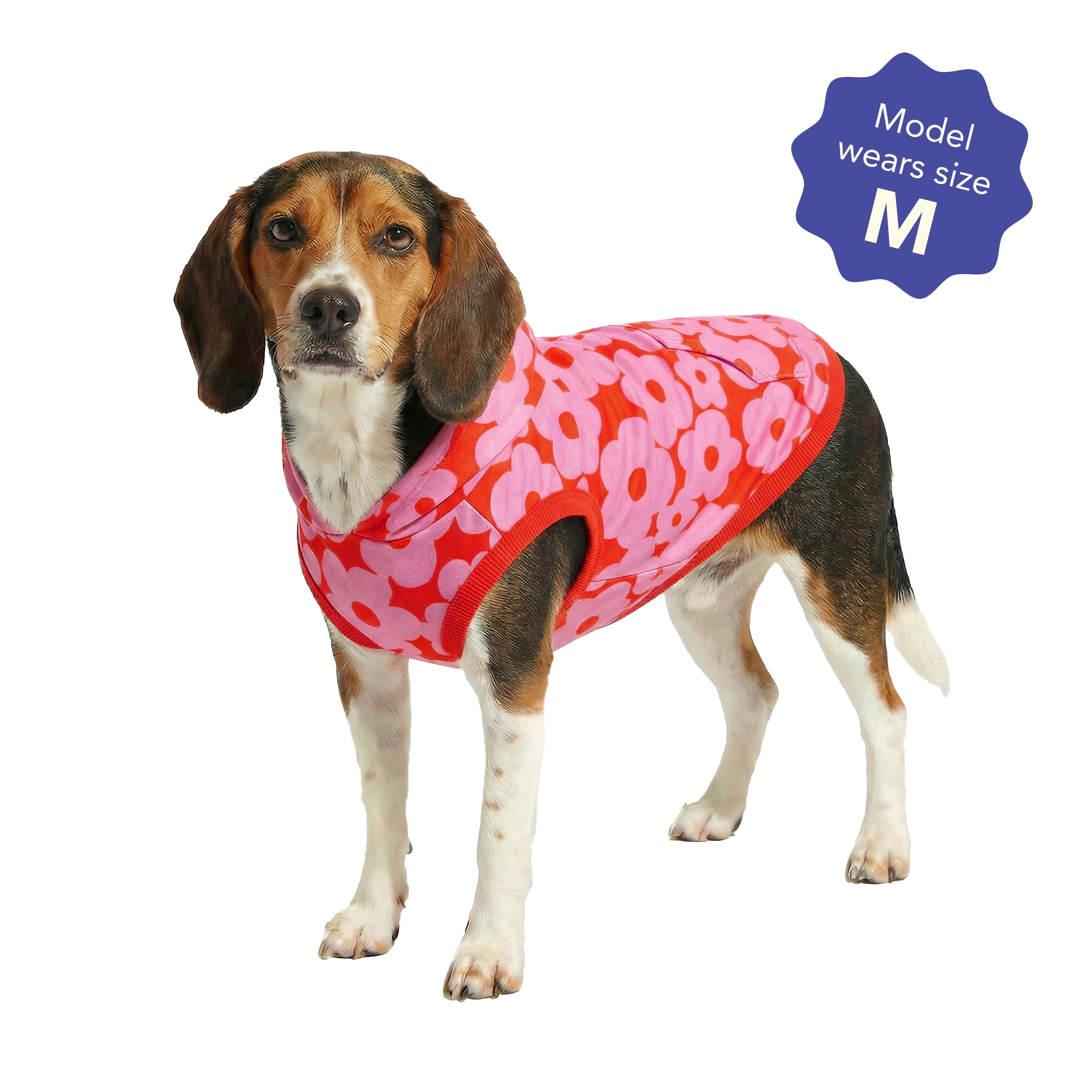 Oodles Pink Tropical Blooming Floral Spring Dog Hoodie, Medium