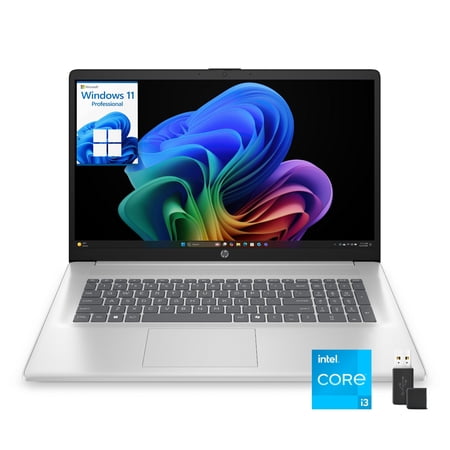 HP 17.3" Professional Laptop, Intel i3 8-Core Processor, 16GB RAM, 1TB PCIe SSD, HDMI, USB-C, Windows 11 Pro Business Laptop, 17.3 inch HD+ Screen, Silver