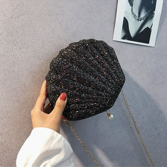 WIZUTIZ Fashion Women' Bag Glittering Shoulder Bag Ladies Chain Bag Bag Casual Handbag Womens Messenger Bags Men's Messenger Bags Womens Crossbody Bags Shoulder Bags Small Black