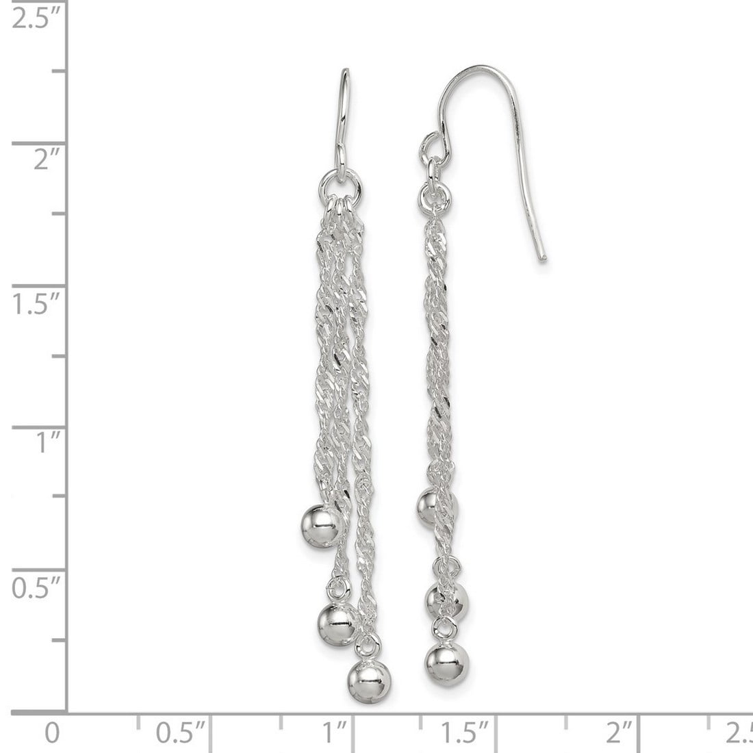 925 Sterling Silver Polished Shepherd hook Long Drop Dangle Earrings 59x6mm Wide Dangle Earring for Women