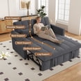 thumbnail image 4 of Hawsaiy 3-in-1 Convertible Sleeper Sofa Bed, Pull Out Loveseat Couch with 5-Level Adjustable Backrest, Metal Frame, Side Pockets & Pillows, Easy Assembly, Light Gray, 4 of 9