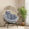 thumbnail image 4 of Costway Oversized Egg Style Chair with Cushions & Headrest Heavy-Duty Metal Frame for Yard Grey, 4 of 11
