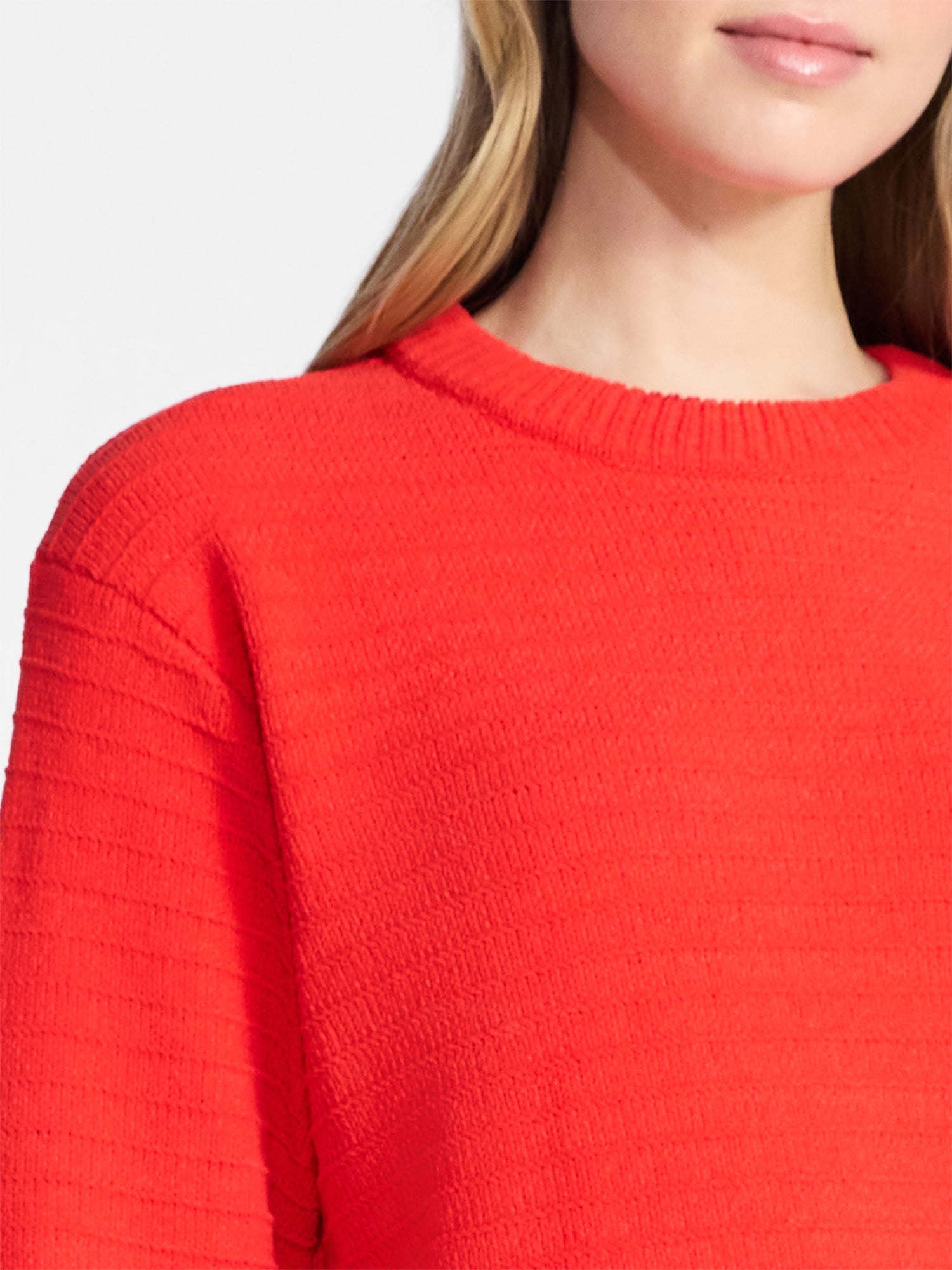 Time and Tru Women's Pullover Chenille Top with Long Sleeves, Sizes XS-XXXL
