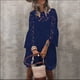 thumbnail image 4 of Vestido De Las Señoras Vestido elegante floral de encaje Vestidos de verano europeos para mujer Transpirable para vacaciones Kuymtek para Mujer Azul marino T L, 4 of 6