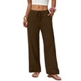 thumbnail image 5 of Enjoytime Casual Pants for Women Elastic Waist Drawstring Wide Leg Pants Summer Loose Beach Vacation Clothes, 5 of 8
