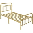 thumbnail image 3 of Yaheetech Metal Platform Bed Frame with Vintage Headboard and Footboard, Twin, Antique Gold, 3 of 7