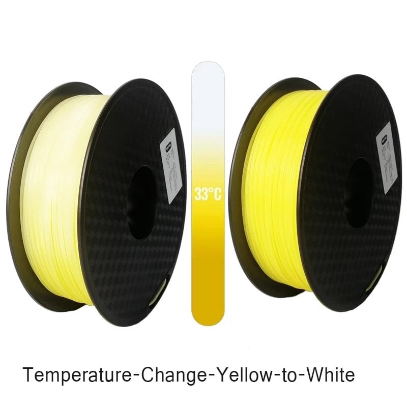 3D Printer PLA Filament Color Changing with Temperature 1.75mm +/- 0.03 mm 1KG Yellow to White