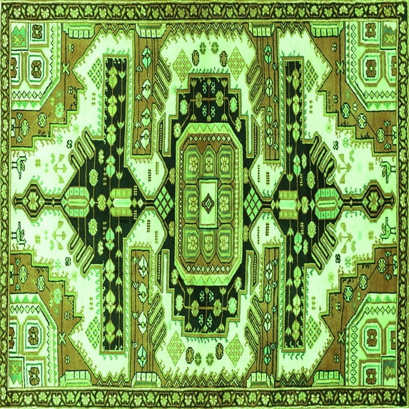 Ahgly Company Indoor Square Persian Green Traditional Area Rugs, 3' Square