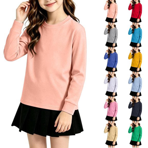 HAJWOH Teen Toddler Kids Girls Boys Comfort Crewneck Long Sleeve Sweatshirts Pullover Tops Sweatshirts