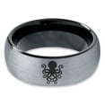 thumbnail image 2 of Tungsten Octopus Squid Sea Creature Band Ring 8mm Men Women Comfort Fit Black Dome Brushed Gray Polished, 2 of 4