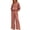 Orange, variant on Linen Sets for Women 2 Piece Long Sleeve Lapel Button up Shirt Wide Leg Cotton Breathable Pants Suits with Pockets Orange