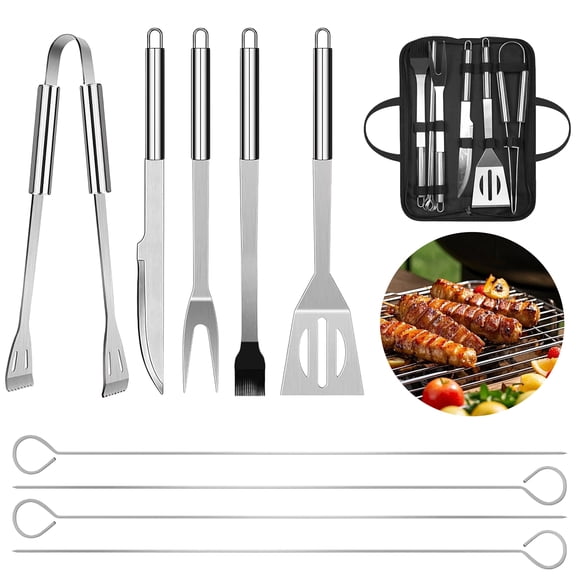 BBQ Grill Tools Set 9 Piece Stainless Steel Barbecue Accessories Kit with Carry Bag