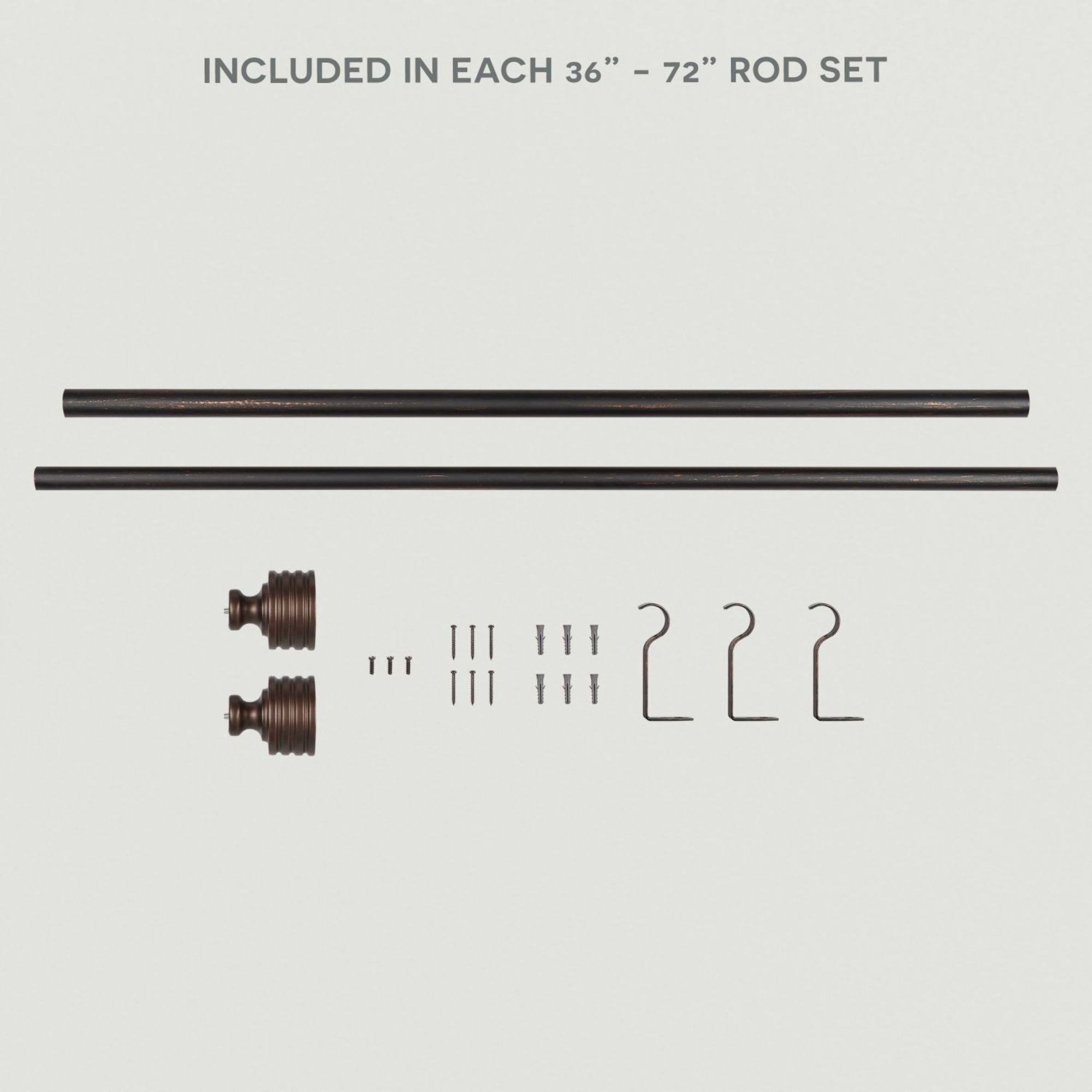 Exclusive Home Lucero 1" Window Curtain Rod and Finial Set, Adjustable 36"-72", Oil Rubbed Bronze