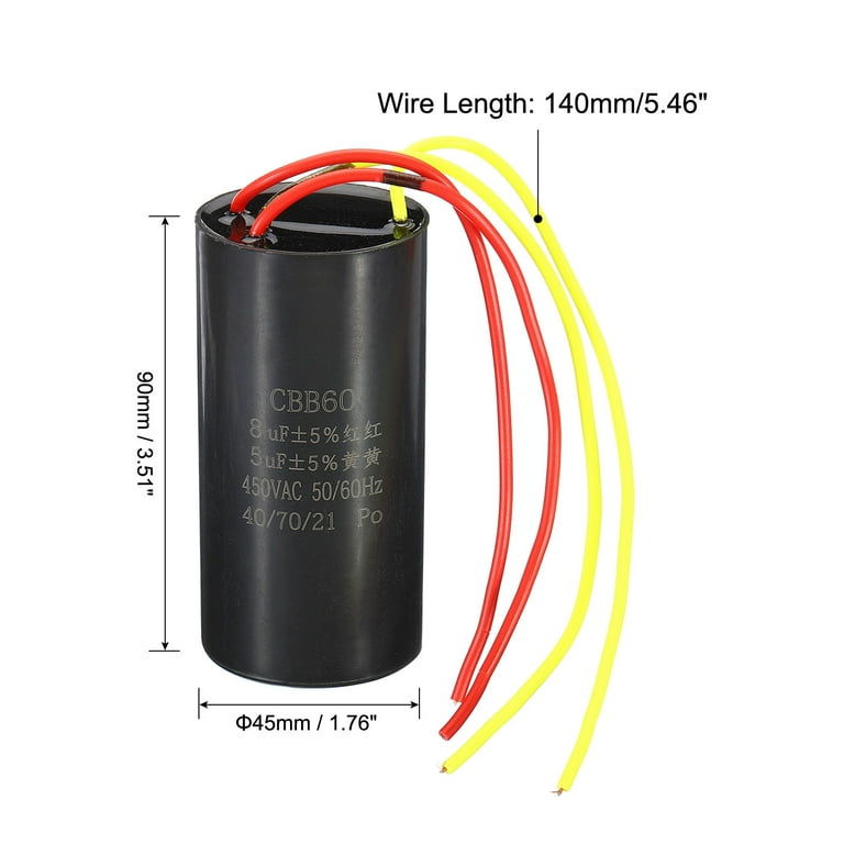 Uxcell CBB60 8+5uF Running Capacitor, AC 450V 4 Wires 50