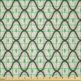thumbnail image 2 of Ambesonne Vintage Fabric by the Yard Microfiber, Wavy Stripes Rhombuses Art, 2 Yards, Sea Green Pale Grey, 2 of 2