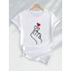 thumbnail image 2 of Women's Casual Heart Print T-Shirt - Soft 100% Cotton, Crew Neck, Short Sleeve, Machine Washable - Perfect for Spring & Summer Tee For Adult, Men, Women, Teen, Teenager, Adolescent, Youth, 2 of 4