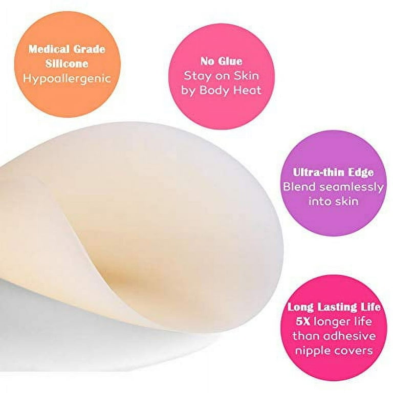 Non Adhesive Nipple Covers for Women Reusable Self-adhesive Silicone  Pasties by MIILYE