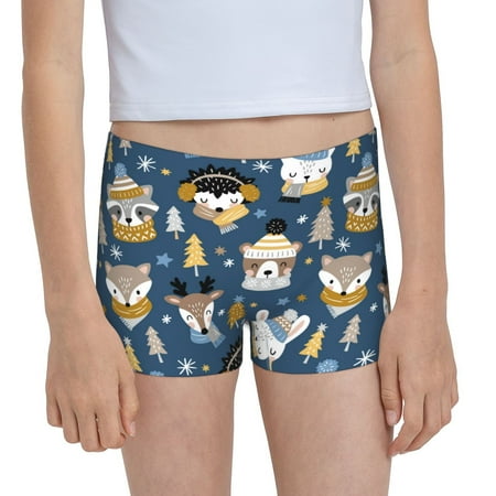 Pofeuu Winter Animal Friends Print Soft Cotton Girls Boyshort panties Toddler Underwear-Medium