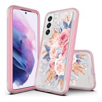 Samsung Galaxy S21 FE Case, Rosebono Hybrid Graphic Design Pattern Hard Back Pannel Cover Protection Case For Samsung Galaxy S21 FE (Flower)