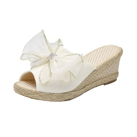 

Women s Sandal Casual Slipper Outdoor and Indoor Platform Wedge Sandals Clearance Sales Women s High Heels Shoes Linen Straw Sandals Wedges Casual Canvas Dress Slippers