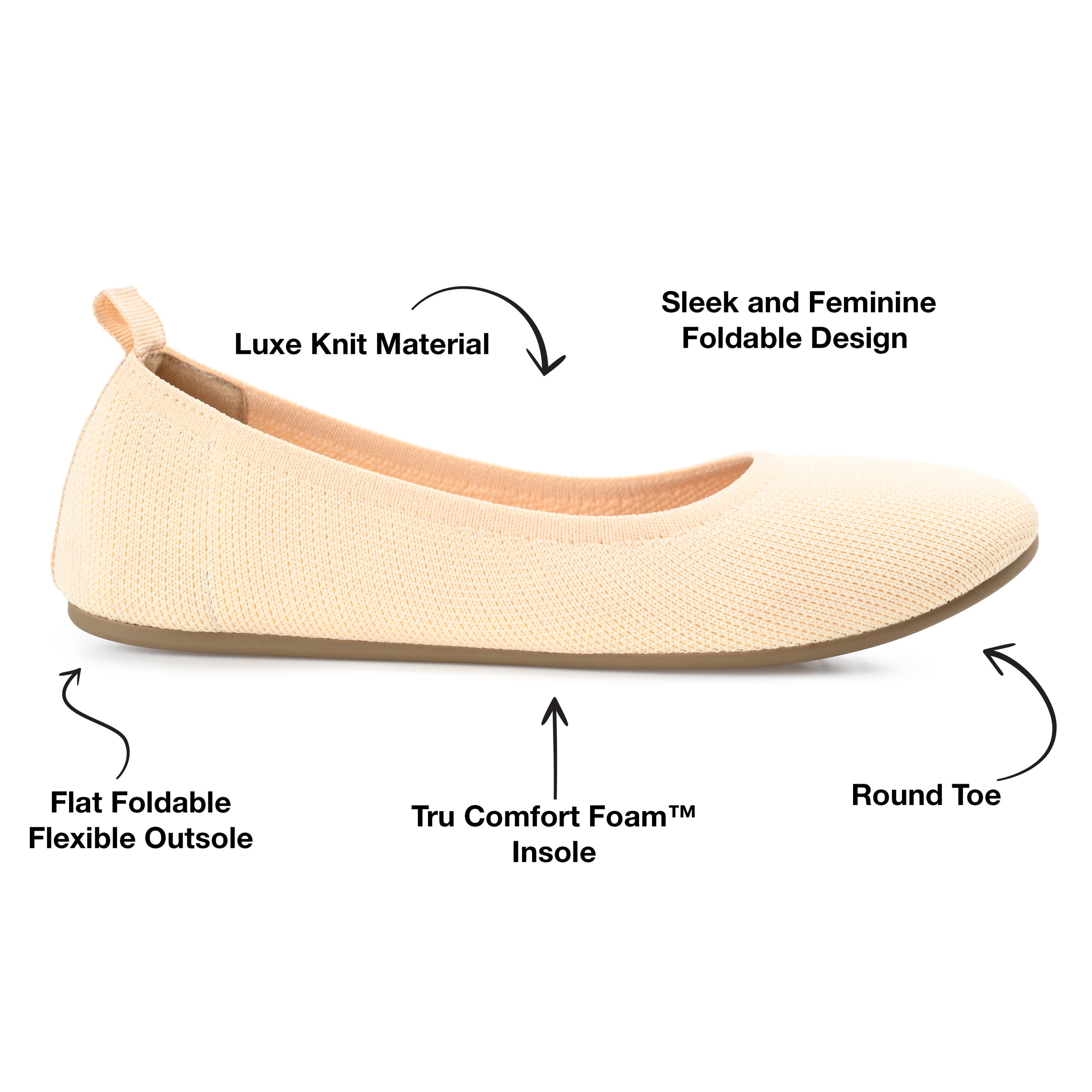 Journee Women's Jersie Knit Foldable Ballet Flats, Widths Available