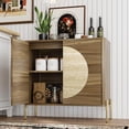 thumbnail image 3 of Sideboard Buffet Cabinet with Storage, Mid-Century Modern Kitchen Storage Cabinet with Adjustable Shelf and Circular Inlay Doors, Wooden Cupboard for Kitchen, Entryway, 3 of 12