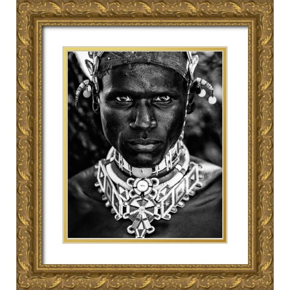 Vidak, Vedran 12x14 Gold Ornate Wood Framed with Double Matting Museum Art Print Titled - Samburu man