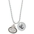 thumbnail image 1 of Delight Jewelry Keep Calm Little Sister is Here Silvertone Script Initial Disc - C - Charm Necklace, 20"+3", 1 of 4