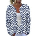 thumbnail image 2 of Amidoa Cardigan Women Sweater Button up Long Sleeve Blue Retro Graphic Knit Cardigans Womens Cardigan Sweaters L, 2 of 5