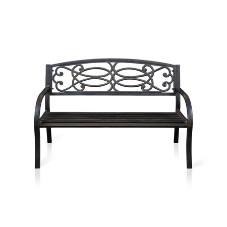 Furniture Of America Layne Metal Slatted Patio Bench In Black Walmart Canada
