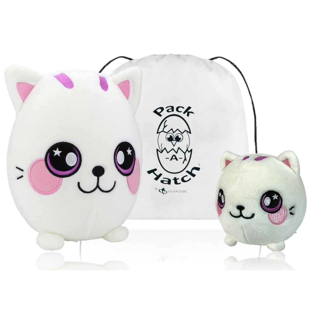 Squeezamals Plush White Cat Chrissy and Callie 8 Inch and 3.5 Inch W/ Pack a Hatch - Walmart.com