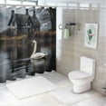 thumbnail image 7 of Creowell Swan Foggy Lake Pretty Shower Curtain with Hooks 100% Polyester Bathroom Home Bathtubs Decoration 69x72, 7 of 7