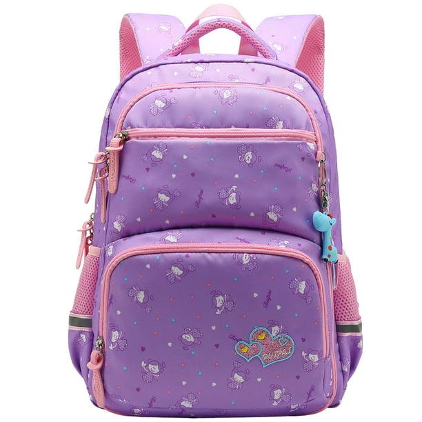 Appie Girls School Backpack Adorable Student Shoulders Bag Stylish Printing School Bag Casual Outdoor Daypack Pink