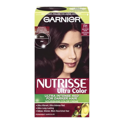 Garnier Nutrisse Nourishing Ultra Hair Color Creme Kit, R1 Dark Intense Auburn, 1 Ea, 6 Pack Garnier Nutrisse Nourishing Ultra Hair Color Creme Kit, R1 Dark Intense Auburn, 1 Ea, 6 Pack