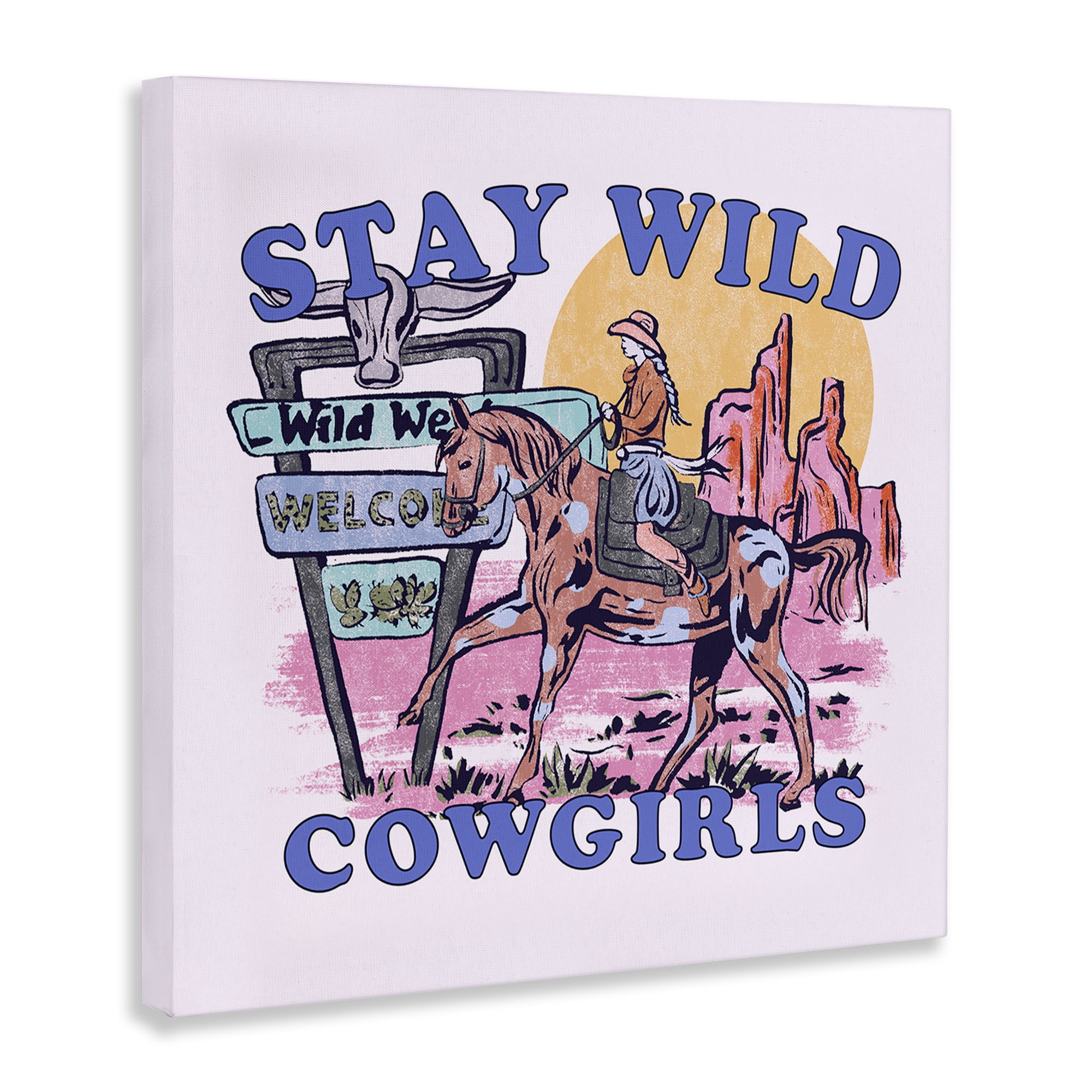 Stupell Industries Stay Wild Cowgirls Entertainment Painting Wrapped Canvas Art Print Wall Art, 24 x 24