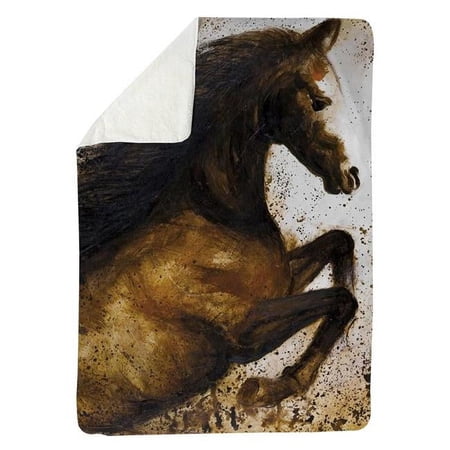 Begin Home Decor 5545-6080-AN91 60 x 80 in. Horse Rushing Into The Dust-Sherpa Fleece Blanket