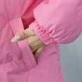 thumbnail image 4 of Women's Solid Color Cropped Puffer Jacket Oversized Short Puffy Winter Casual Zip Up Stand Collar Padded Coats Insulated Coat, 4 of 5