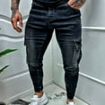 thumbnail image 4 of FNFYFH Men's Slim Fit Stretch Cargo Jeans Ripped Skinny Pants Side Pockets Design Casual Streetwear with Pockets, 4 of 9