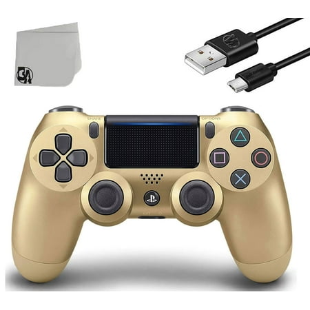Gold DualShock PS4 Wireless Controller Bundle - Like New - With Charging Cable BOLT AXTION Included