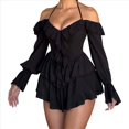 thumbnail image 1 of Vestido Midi para Mujer, Disfraz de Halloween, con Hombros Descubiertos, Estilo Hada Mariposa, para Fiesta de Cosplay, con Pañuelo Negro M, 1 of 7
