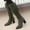 Green, variant on BONIXOOM Fall Boots For Women 2023 Mid Heel Rubber Zip-Up Knee-High Winter Black