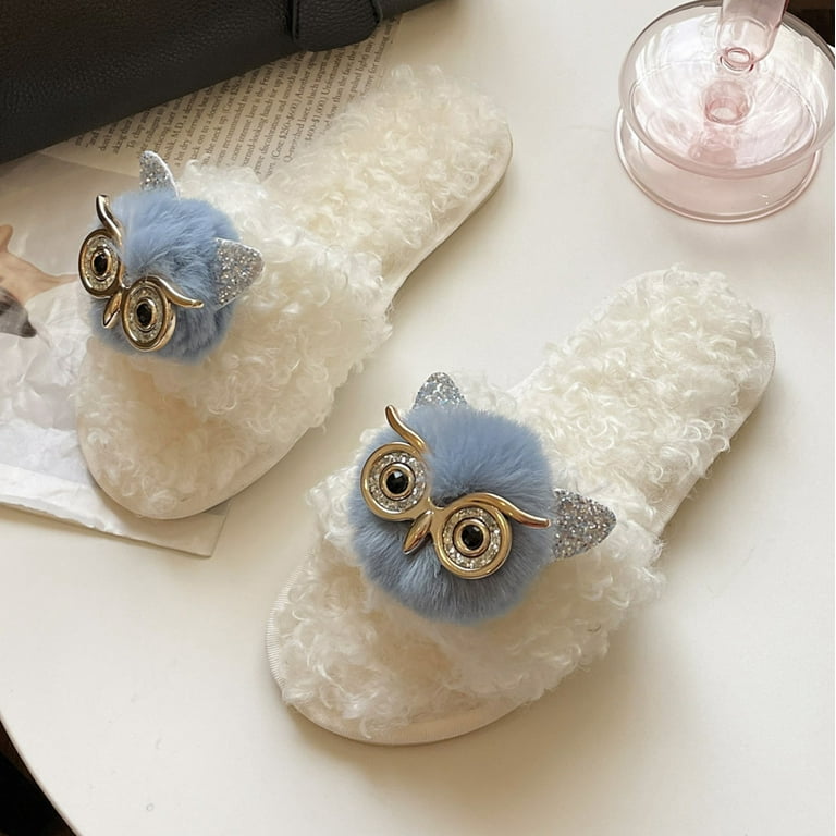 HSMQHJWE Owl Slippers Women Fuzzy Slippers Comfort Indoor House